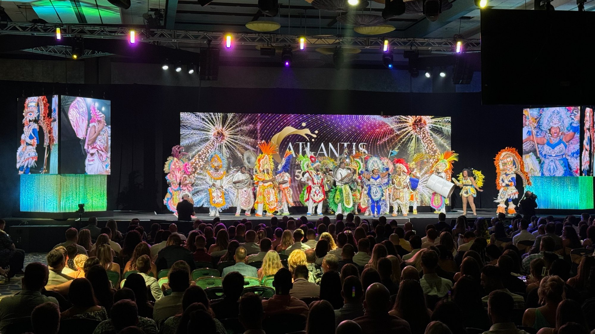 Showbox live event production at Atlantis Bahamas — full LED wall and stage lighting for 500+ person celebration